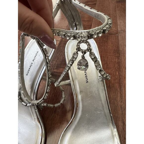 VTG Y2K Valerie Stevens Womens Bling Silver Evening Heels Size 7 - Picture 3 of 8